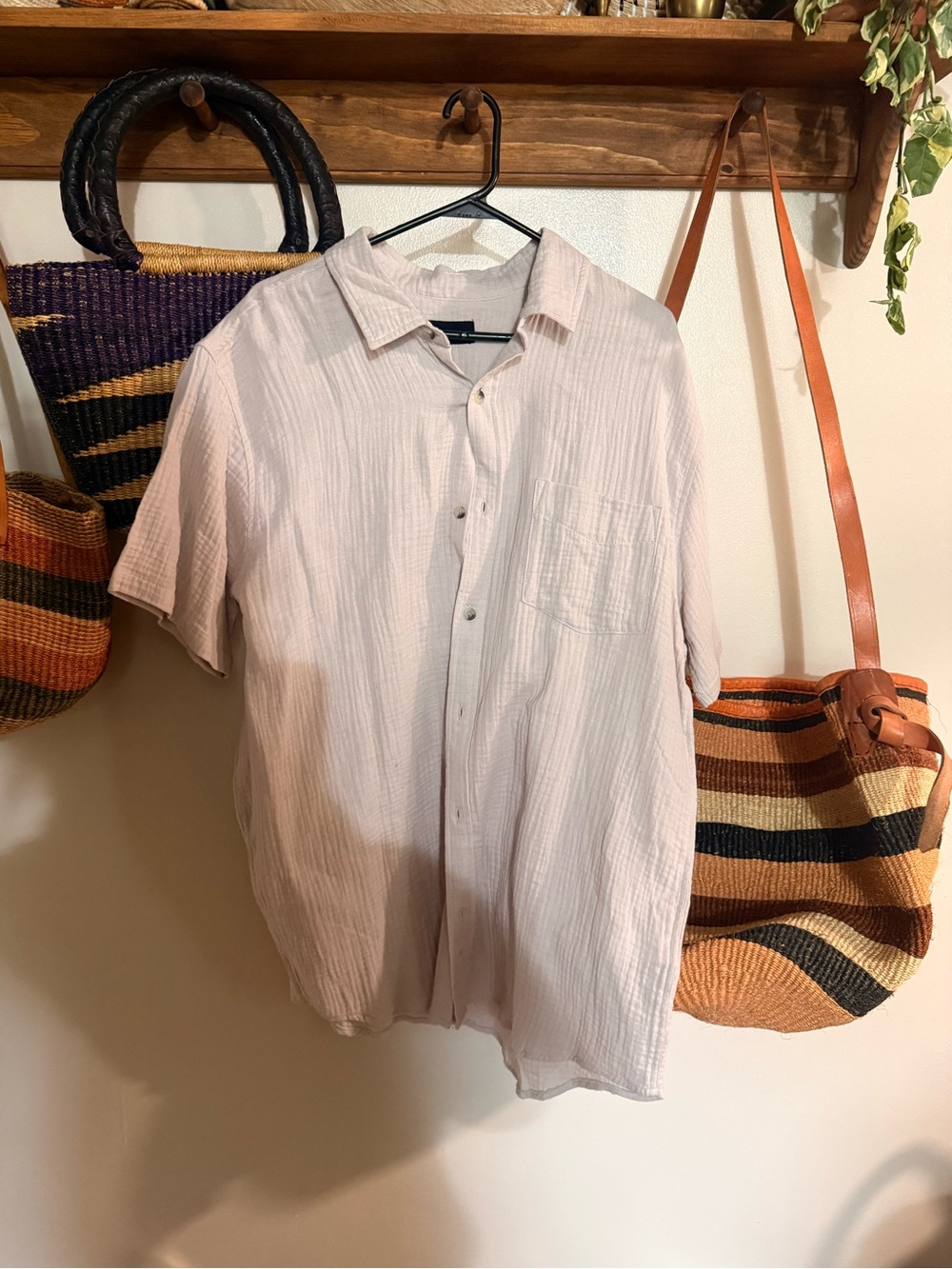 Short-Sleeve 100% Button-Up Shirt